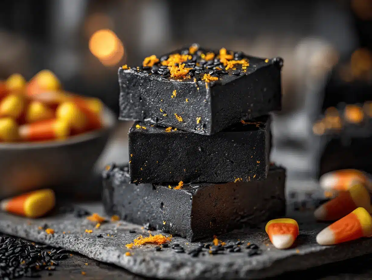 Halloween black sesame fudge preparation steps