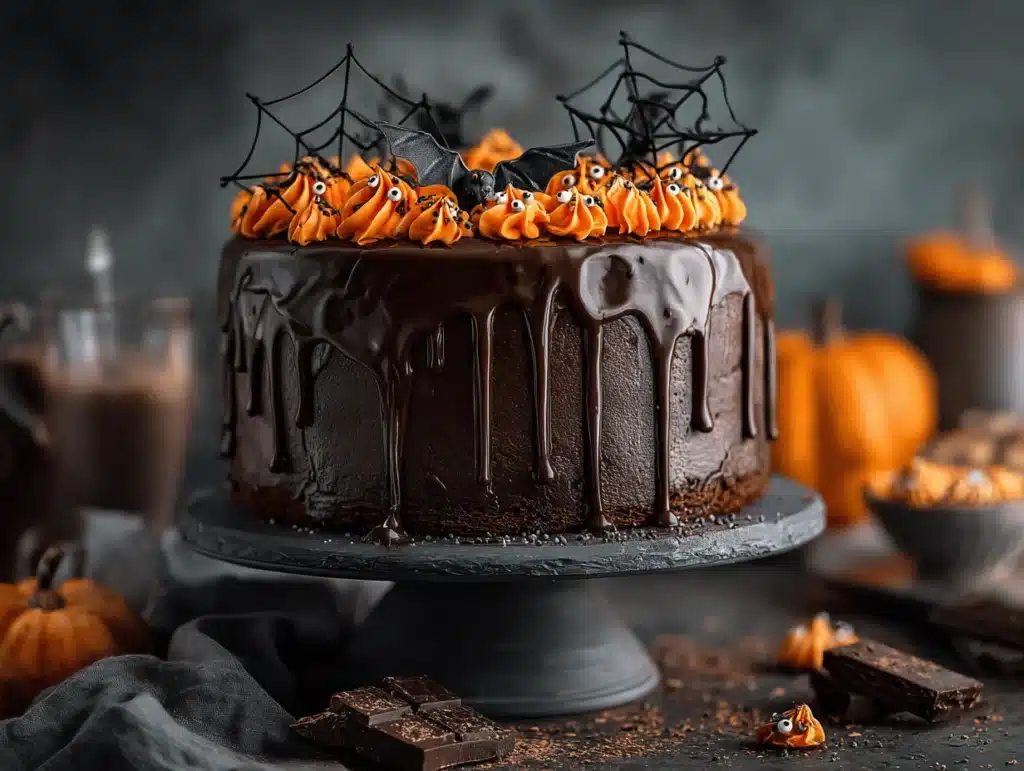 Halloween chocolate ganache cake - featured image