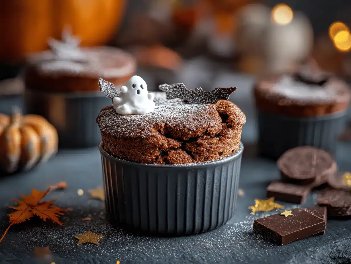 Halloween chocolate soufflé preparation steps