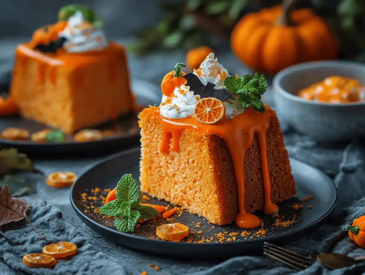 Halloween orange chiffon cake preparation steps