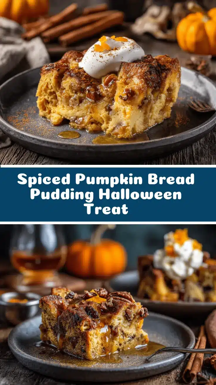 Halloween pumpkin bread pudding recipe