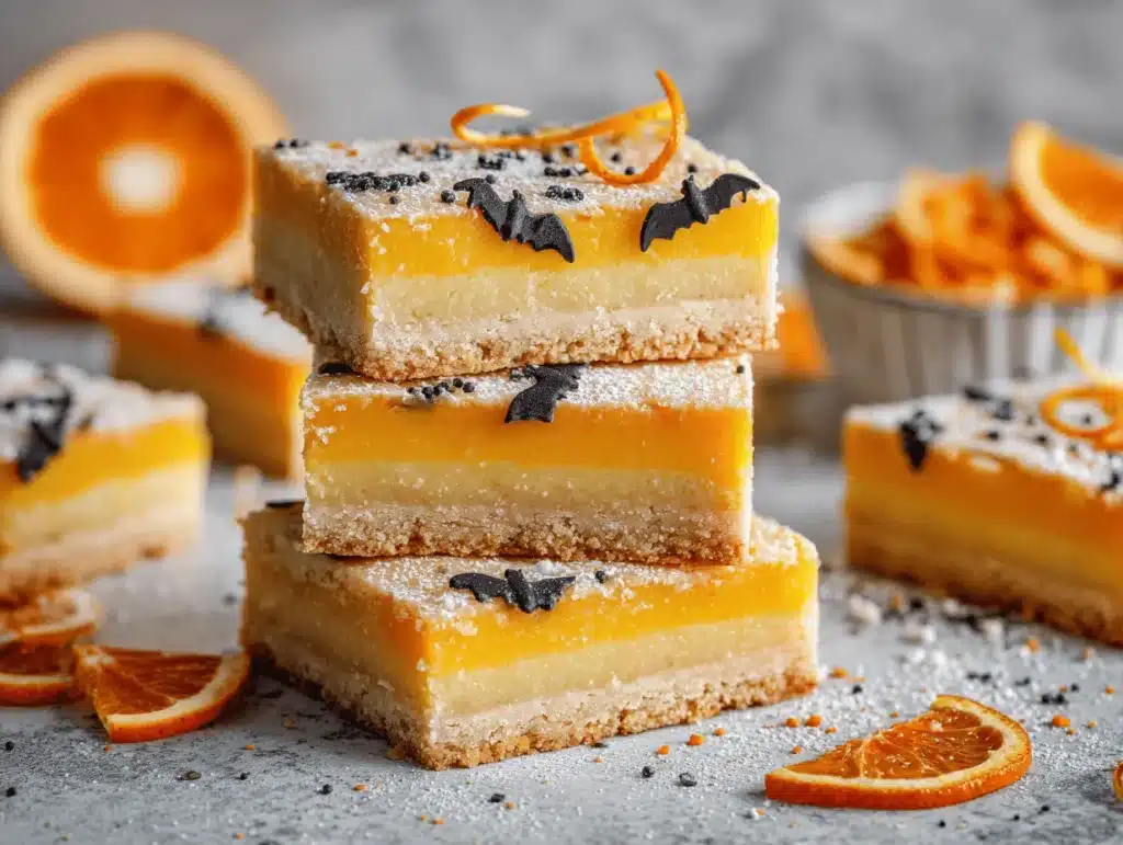 orange Halloween lemon bars - featured image